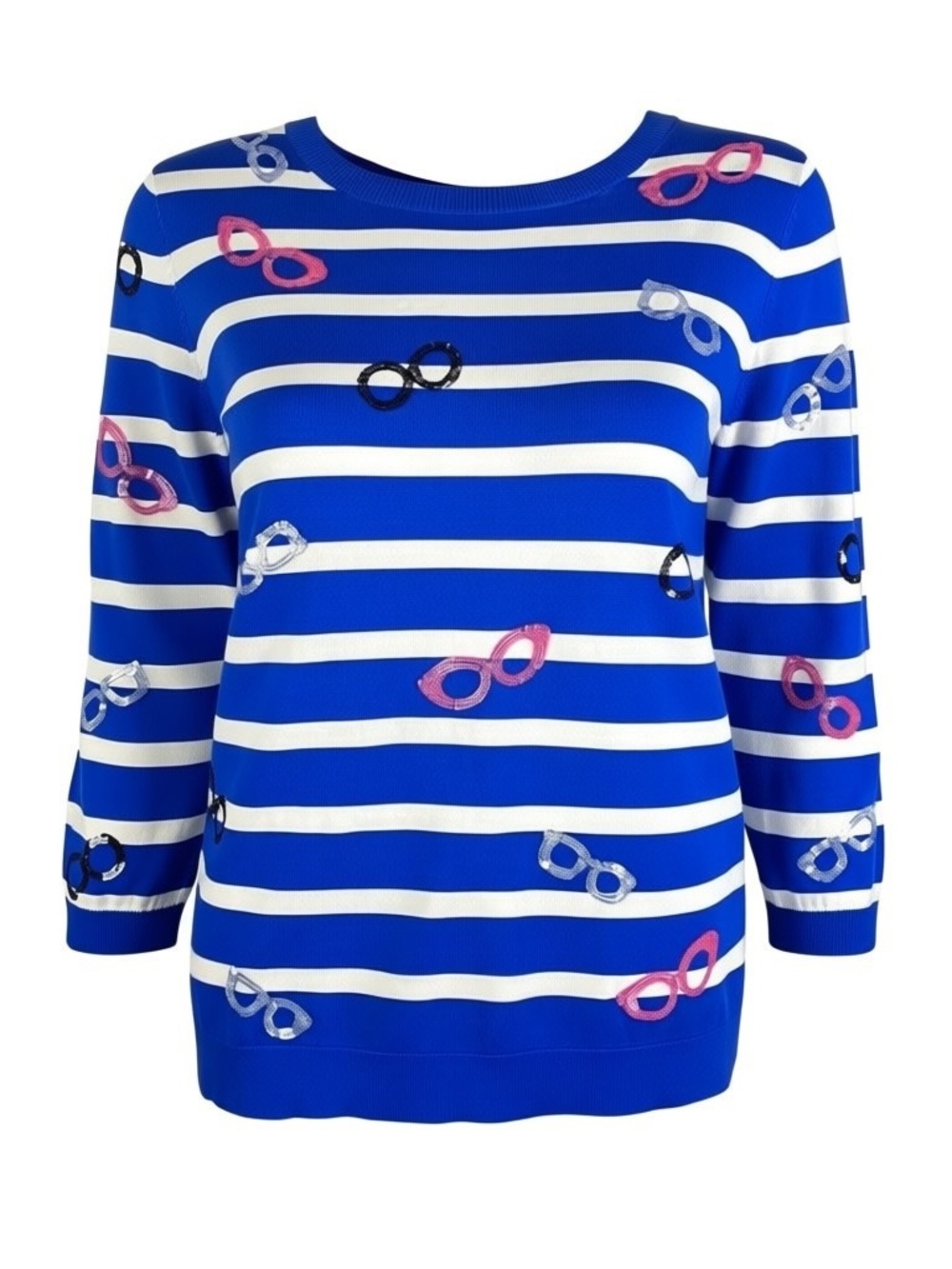 Talbots Blue Striped Sequined Sweater MP